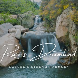 River's Tranquil Meditation: Nature's Stream Harmony - Waterfall in the distance