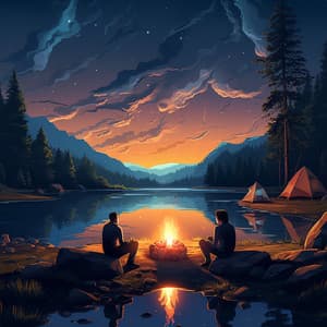 Blazing Firelight on Serene River Nights - Eternal Waters