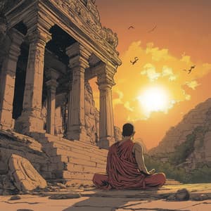 Silhuetas nas Serras Repousantes - Templo Tibetano da Meditação de Buddha