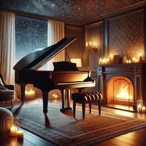 Night Piano & Fireplace - Alternative Jazz Lounge