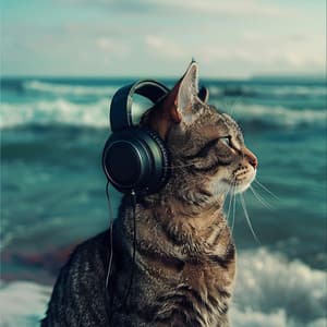 Cats and the Calm Sea: Melodic Ocean Waves - Calm Cat