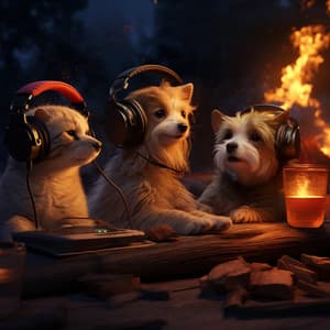 Warmth Fire: Pets Relaxing Echoes - Dinner Music Chill