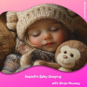 Peaceful Baby Sleeping with Plush Monkey - Pink Noise Music Box