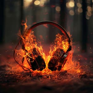 Fire's Rhythmic Blaze: Intense Music Flames - Harmony Touch