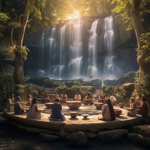 Sesión De Enfoque: Calmante Armonía De Los Cuencos De Cristal Y Cascadas - Música para cenar bien