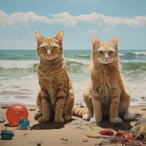 Serenidad Armónica Felina: Melodías De Olas Del Océano - Ruido de la naturaleza