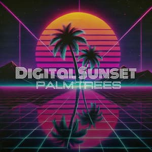 Digital Sunset Palm Trees - Synthwave Chillout Vibes