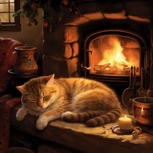 Siestas Líquidas A La Luz De La Luna: La Luz Del Fuego Baña A Los Gatos En Un Sueño Sereno - Lista de reproducción de música suave