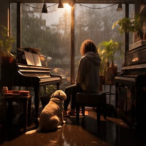 Siesta Canina Con El Toque Relajante Del Piano Lluvioso - Lluvia en el Bosque