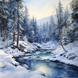 Winter River Harmony: Relaxing Melodies - Calm Water Sounds