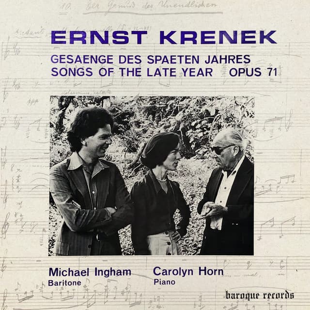 Krenek: Gesaenge Des Spaeten Jahres - Songs Of The Late Year Op. 71 - Ernst Krenek