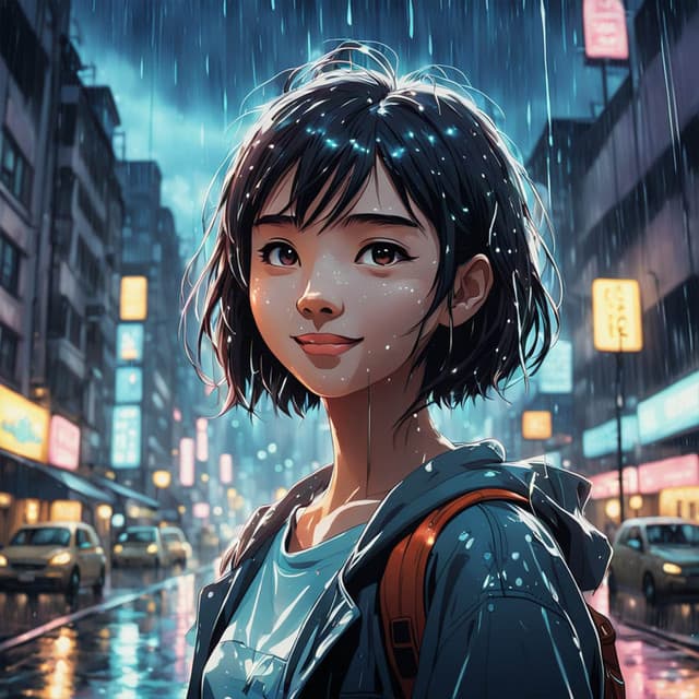 Neon Rain: Lo-Fi Vibes for Relaxation - Anime Girl Lofi