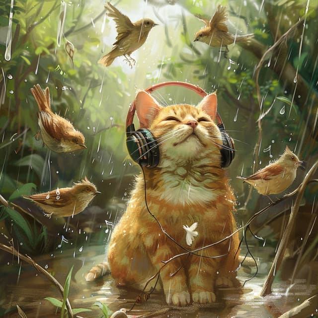 Cats in Rain’s Calm: Binaural Birds Nature - 92 88 Hz - The Cat Relaxer