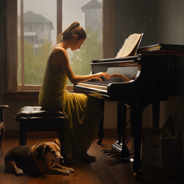 Retiro Tranquilo Para Mascotas Con Piano Lluvioso - Sonidos de lluvia pesada