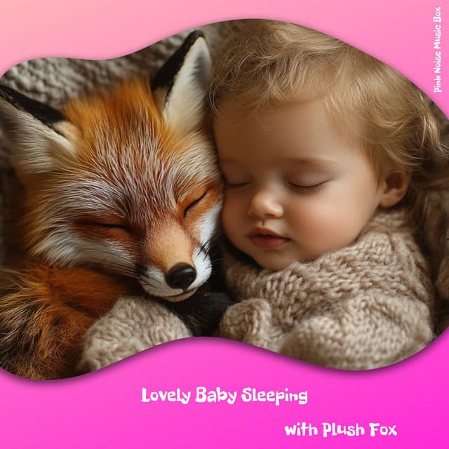 Lovely Baby Sleeping with Plush Fox - Pink Noise Music Box