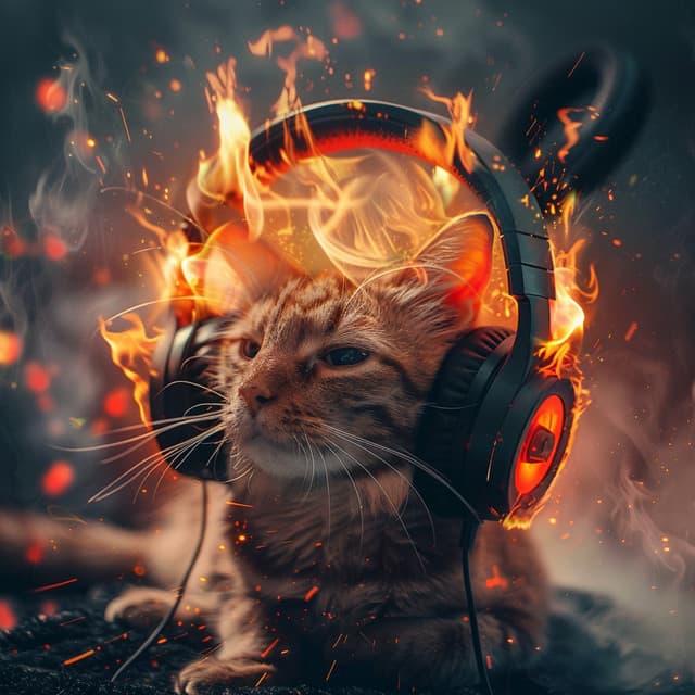 Cats Warm Curl: Fire's Soothing Tunes - The Cat Relaxer