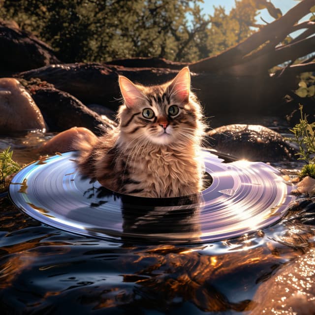 Cats Rivulet: Binaural Stream Harmonies - Calm Waves Water