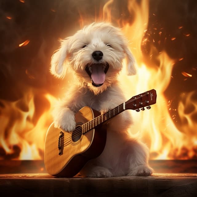 Fire Canine: Dogs' Harmonious Blaze - Good Morning Music