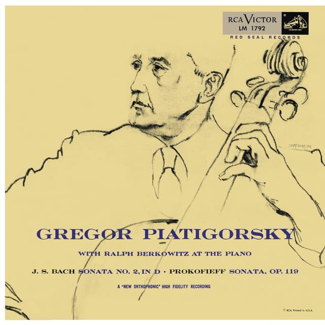 Bach: Sonata No. 2 in D Major, BWV 1028 & Prokofiev: Sonata in C Major, Op. 119 - Gregor Piatigorsky